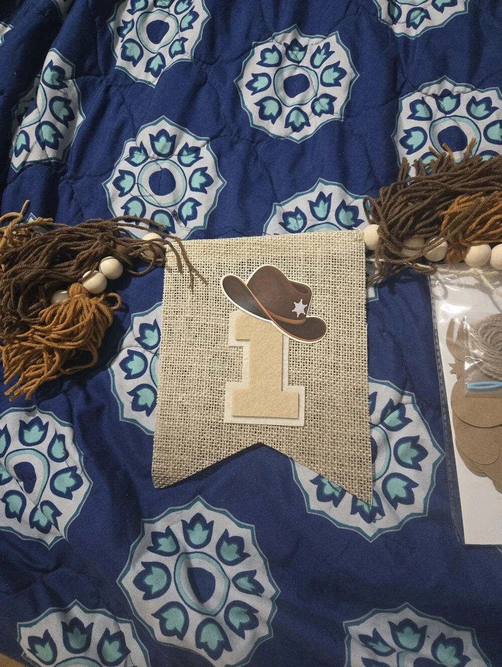 Kids White 'My 1st Rodeo' Birthday Banner And Bandana Bib